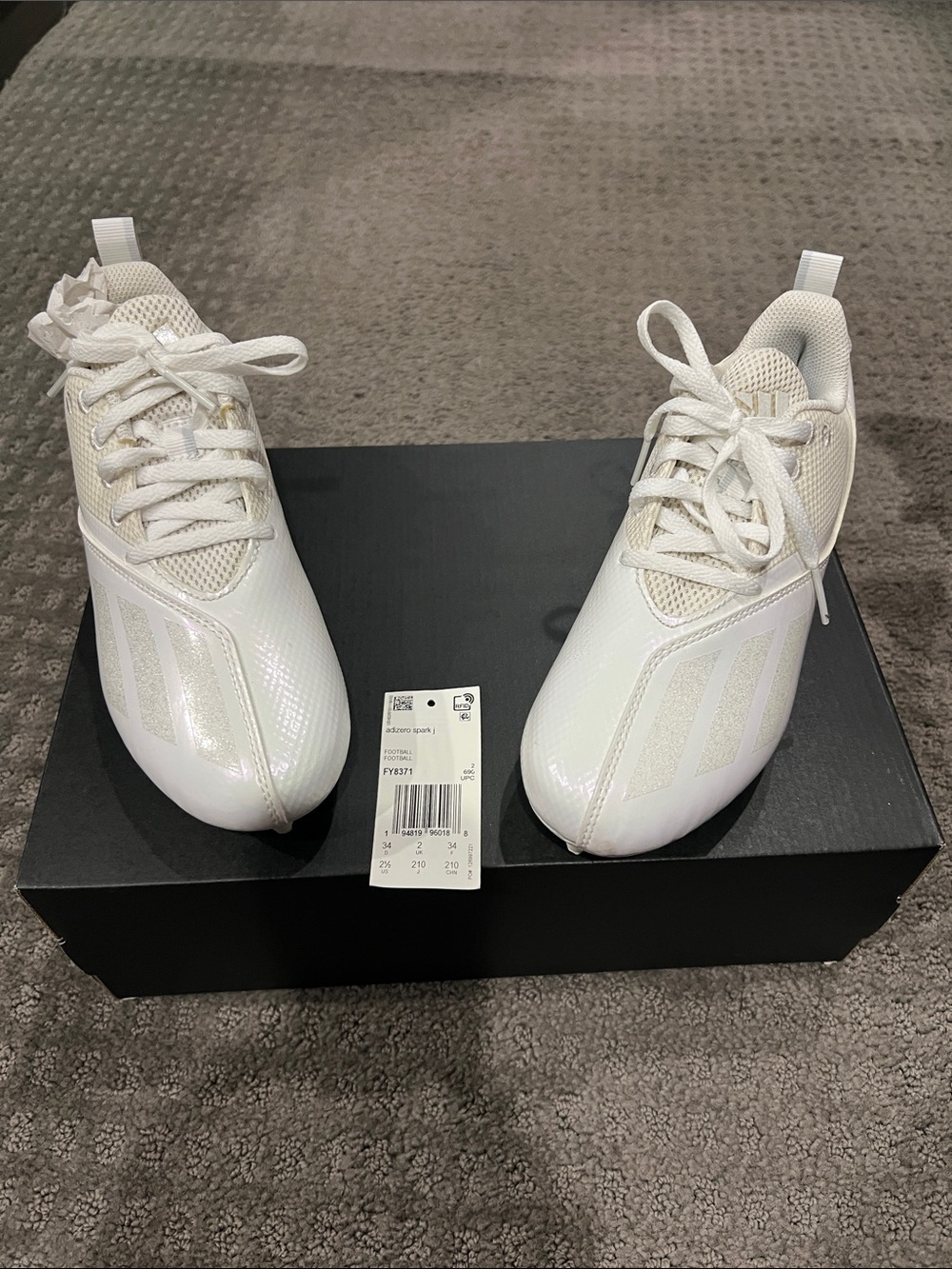 adidas Kids White Lace-Up Football Cleats